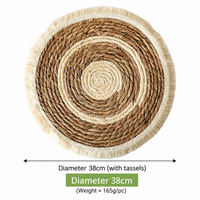 Woven Seagrass Trivet with Tassels, Round Heat Resistant Placemat & Plate Mat