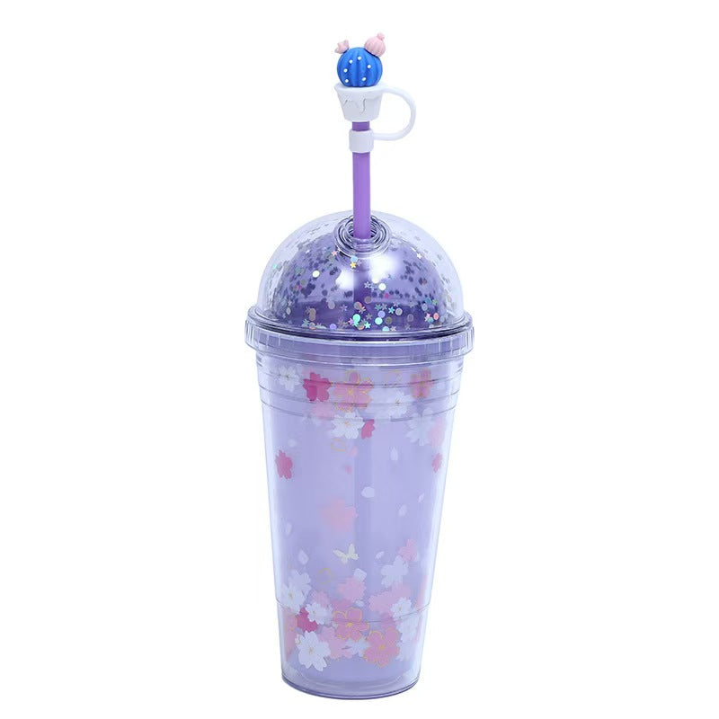 18oz Sakura Double Wall Tumbler with Straw