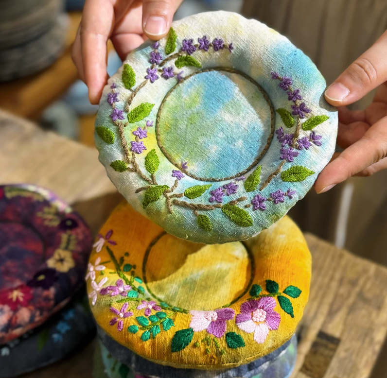 Floral Nest Embroidered Tea Coaster