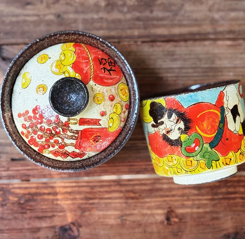 Zhong Kui Guardian Five-Color Gaiwan Set