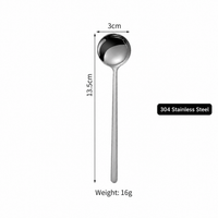 304 Stainless Steel Mini Dessert Spoon | Elegant Long Handle Coffee & Caviar Spoon