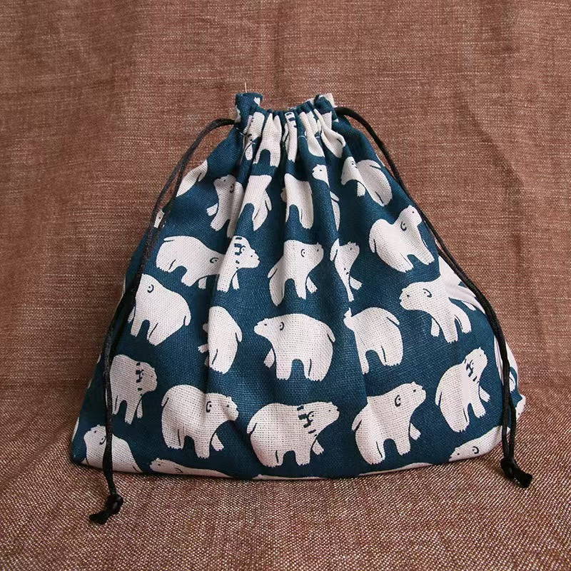 Cotton Linen Lunch Bag Storage Tote