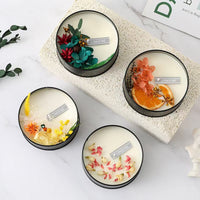 Cylinder Soy Wax Candle with Preserved Flower