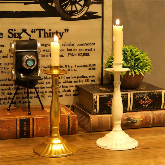 Vintage Single and Three Head Candleholder, Iron Craft Decor