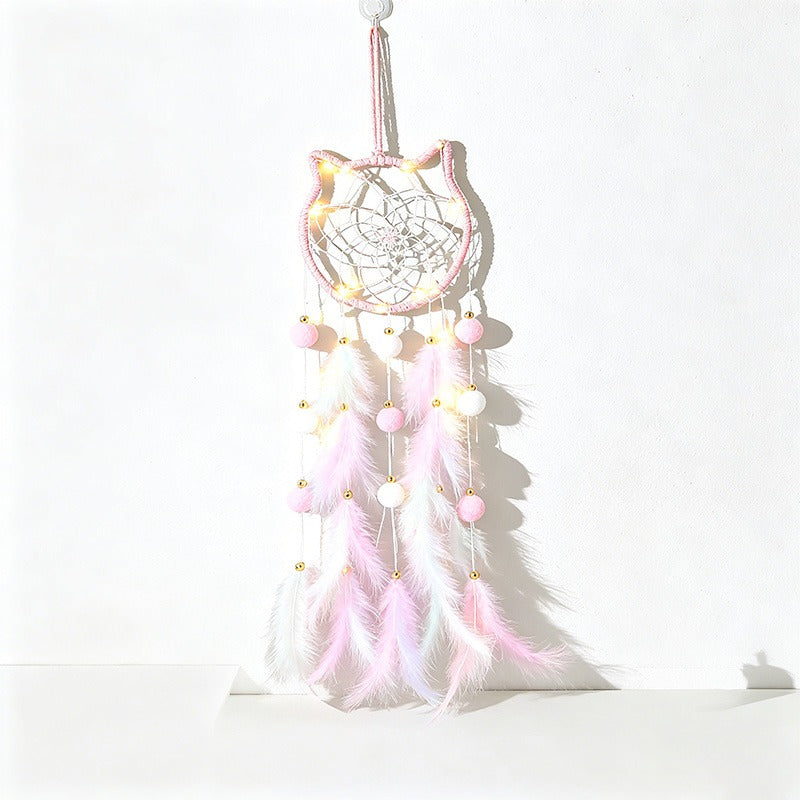 Boho Feather Dream Catcher – Handmade Moon Star Wall Hanging Decor