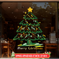 Christmas Window Sticker – Large Reusable Holiday Glass Decal with Christmas Tree or Bell Design for Shop Window, Door & Home Decoration