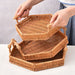 Faux Rattan Serving Tray Snack Storage Plate