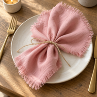 Fringed Cotton Linen Napkins for Relaxed Gatherings and Beautiful Table Settings, 45 x 45 cm