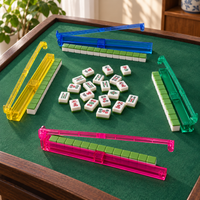 19.5-Inch Acrylic Mahjong Tile Pusher and Rack Set, Foldable Mahjong Game(4PC)