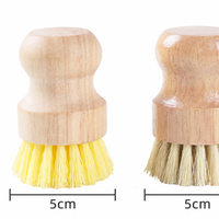 Natural Wooden Palm Bristle Pot Scrubber Kitchen Dish Cleaning Brush
