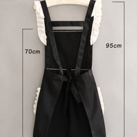 Vintage Ruffle Apron for Women – Polyester Kitchen Apron with Pockets, Bow Detail Cooking Baking Apron for Home, Café & Garden