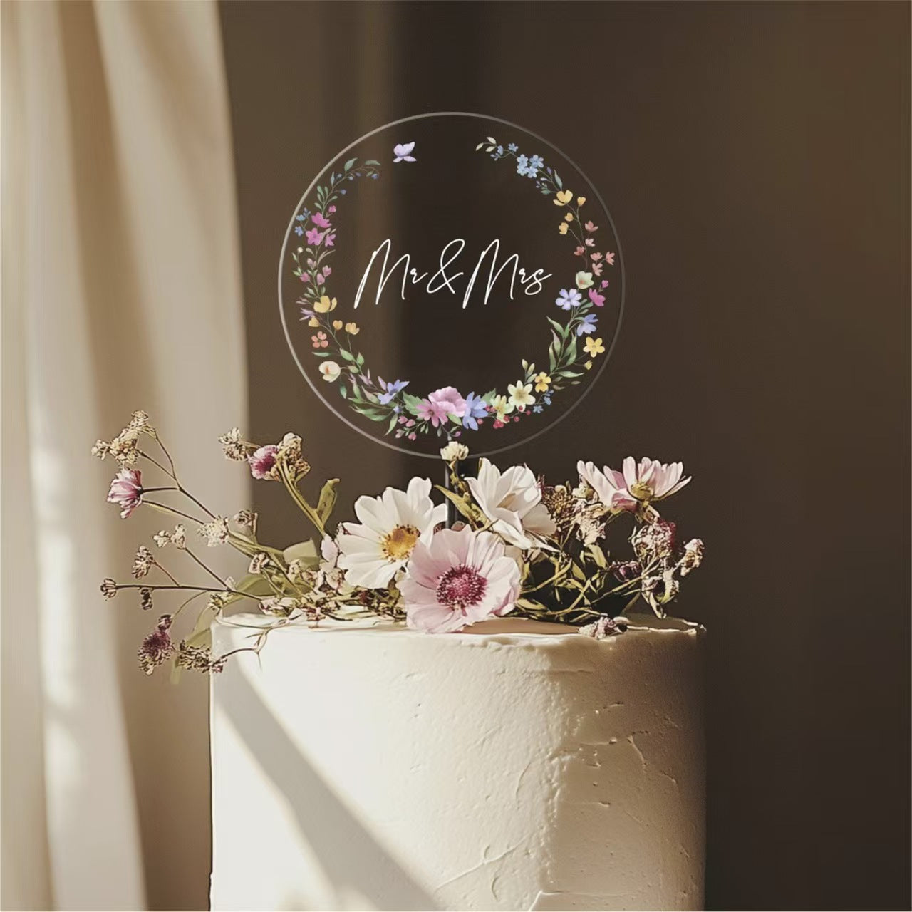Clear Acrylic Cake Topper for Anniversary and Party