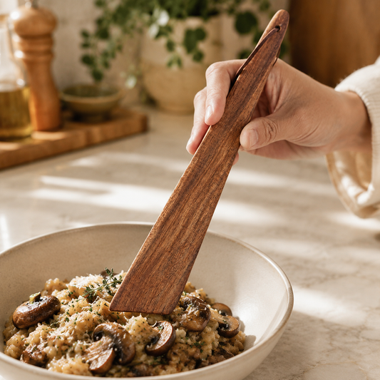 Natural Wooden Rice Paddle, Nonstick Serving Spoon for Rice & Cooking