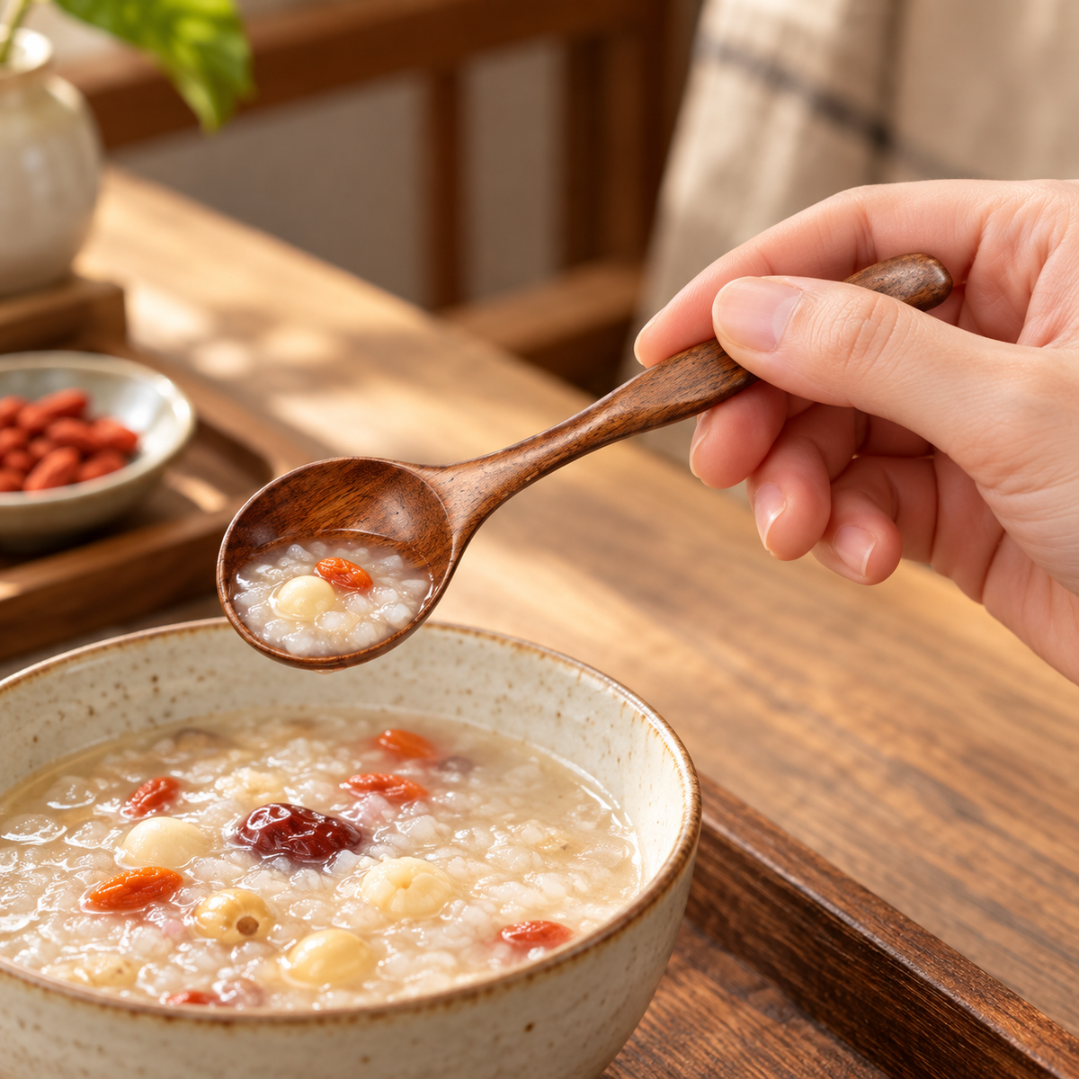Small Nanmu Wood Dessert Spoon with Sculpted Handle