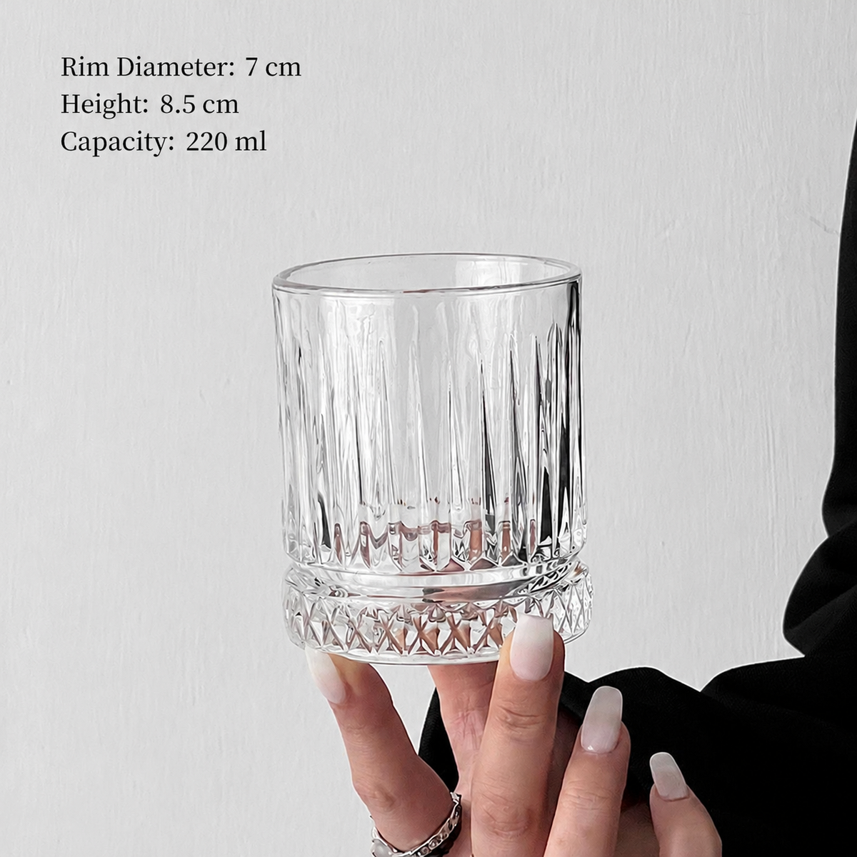 Vintage Ribbed Glass Tumbler for Juice Whiskey and Cocktails