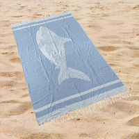 Ocean Shark Print Beach Towel Oversized Rectangular Quick-Dry Absorbent Shawl Summer Swim Travel Wrap with Tassel Edges