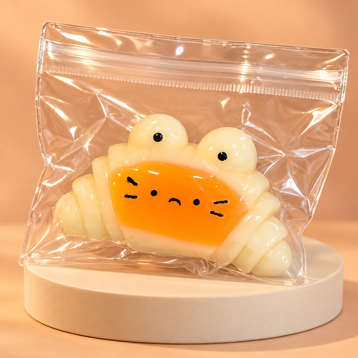 Cute Crab TPR Squishy Fidget Toy in Cream Yellow and Orange