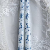 25cm Blue & White Porcelain Taper Candles – Set of 2