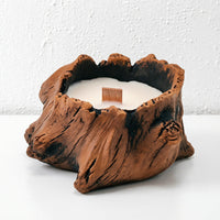 Rustic Tree Stump Candle – Woodland Scented Candle, Natural Wooden Wick Home Decor