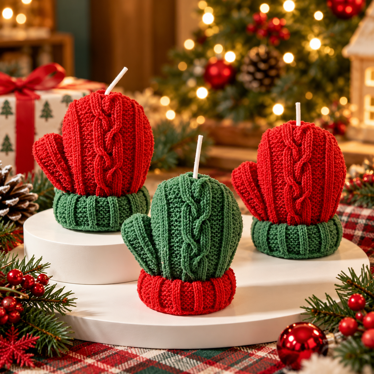 Christmas Knitted Mitten Shaped Scented Candle