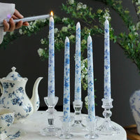 25cm Blue & White Porcelain Taper Candles – Set of 2