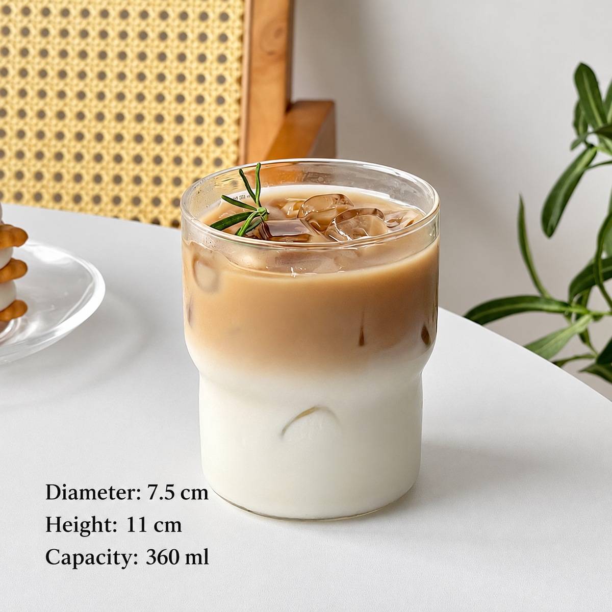 Clear Glass Coffee Cup – 360ml Iced Latte Tumbler