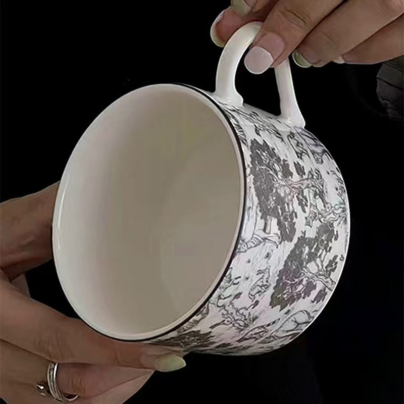 Forest Theme Ceramic Coffee Cup and Saucer Set