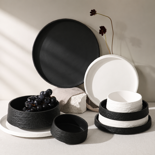 Stone Texture Ceramic Dinnerware Set – Luxury Bowls & Plates Collection