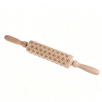 Christmas Wooden Embossing Rolling Pin – Engraved Cookie Dough Roller for Holiday Baking & DIY Crafts