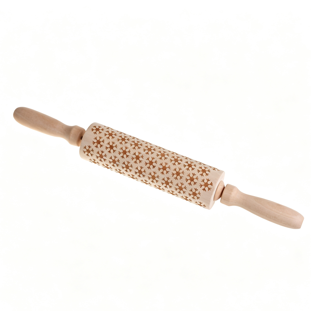 Christmas Wooden Embossing Rolling Pin – Engraved Cookie Dough Roller for Holiday Baking & DIY Crafts