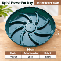Round Plastic Plant Saucer 36cm Thickened Swirl Design Flower Pot