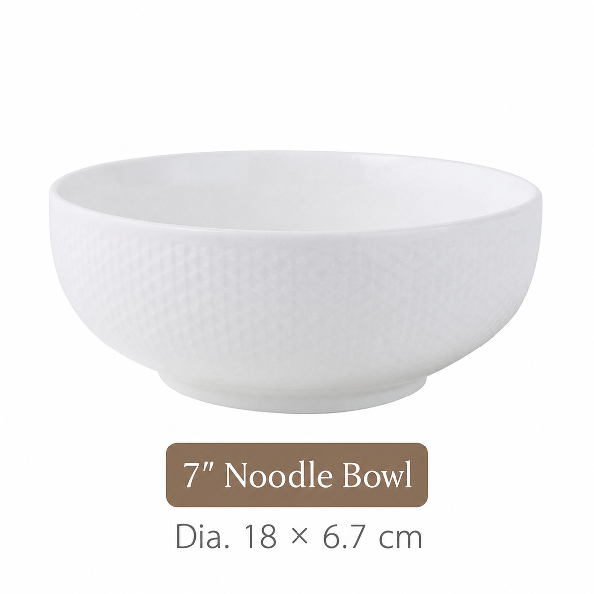 White Ceramic Bowl – Grid Pattern Rice, Soup & Salad Bowl for Home & Hospitality