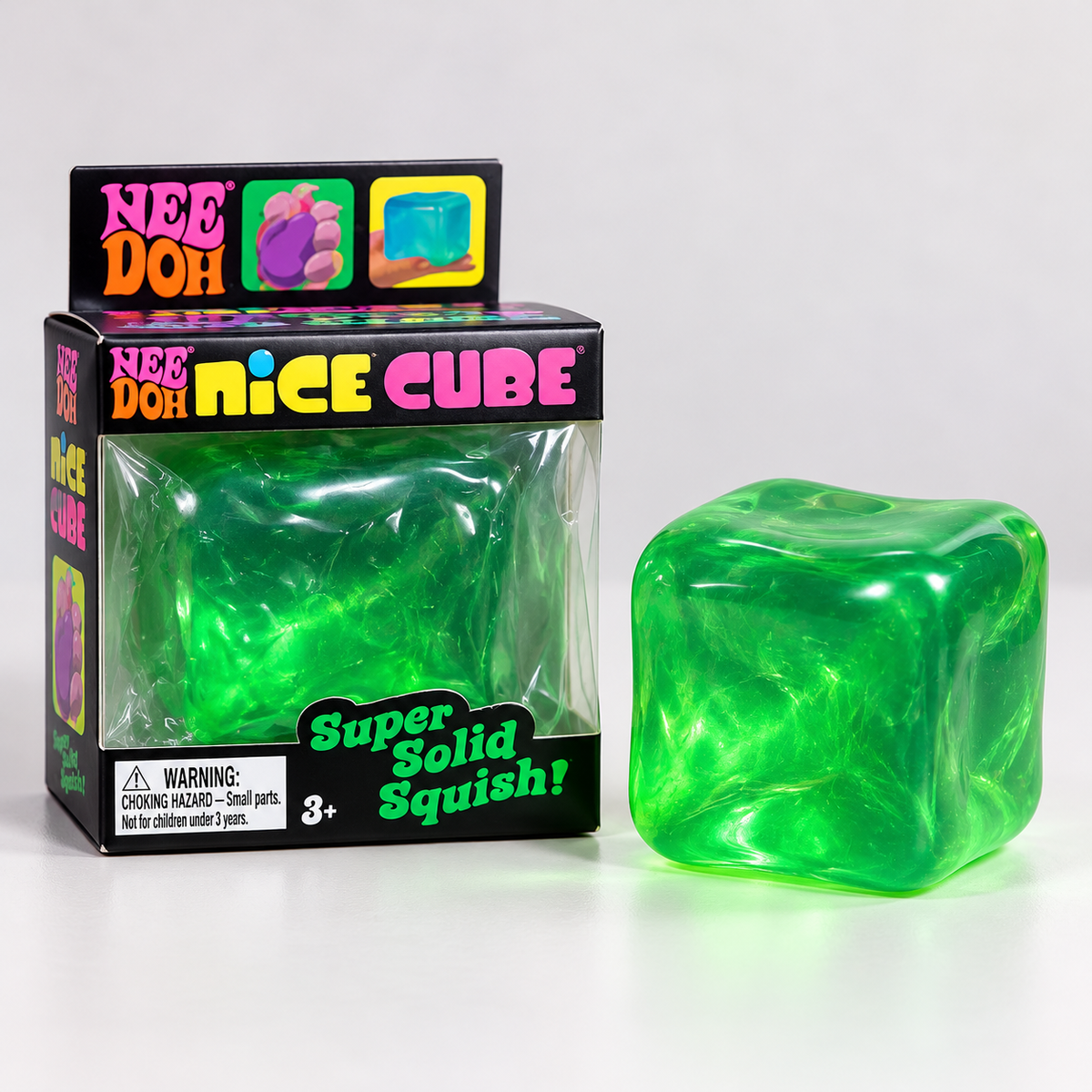Nee Doh Nice Cube Squishy Toy, 5.5 cm Colorful Sensory Stress Relief Fidget Toy