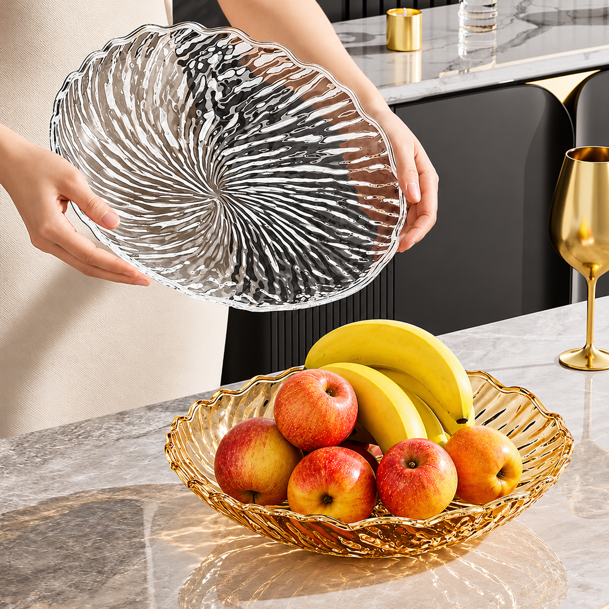 Transparent PET Flower Shape Fruit Plate Decorative Petal Snack Serving Bowl