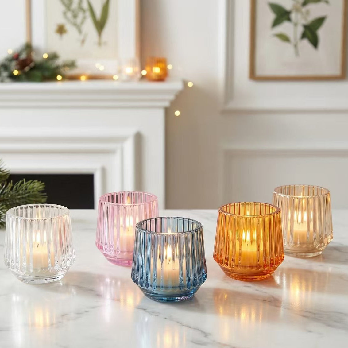 Ribbed Glass Candle Holder Minimalist Candle Cup