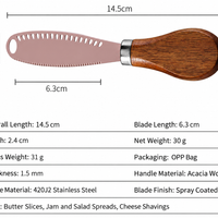 Stainless Steel Butter Knife – Serrated Cheese Spreader with Acacia Wood Handle