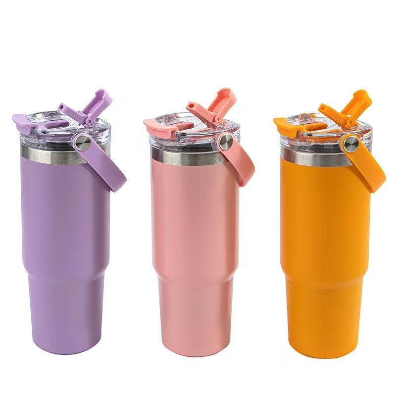 30oz Insulated Tumbler with Handle and Straw