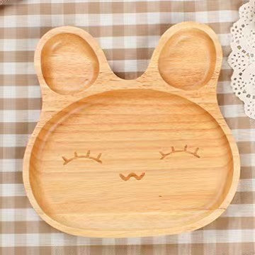 Beech Wood Bunny Shaped Kids Plate
