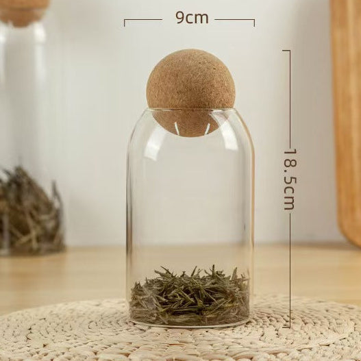 Glass Storage Jar with Cork Ball Lid