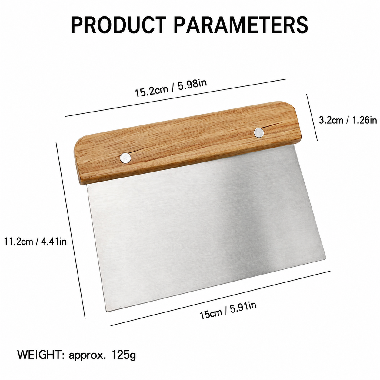 Stainless Steel Dough Cutter with Wooden Handle