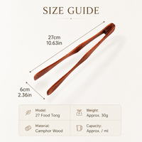 Natural Camphor Wood Food Tongs – Reusable Wooden Kitchen Serving Tongs for Bread, BBQ & Salad