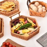 Faux Rattan Serving Tray Snack Storage Plate