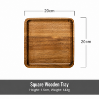 Acacia Wood Serving Tray, Rectangular Wooden Tea Tray, Dessert, Snack & Cake Plate