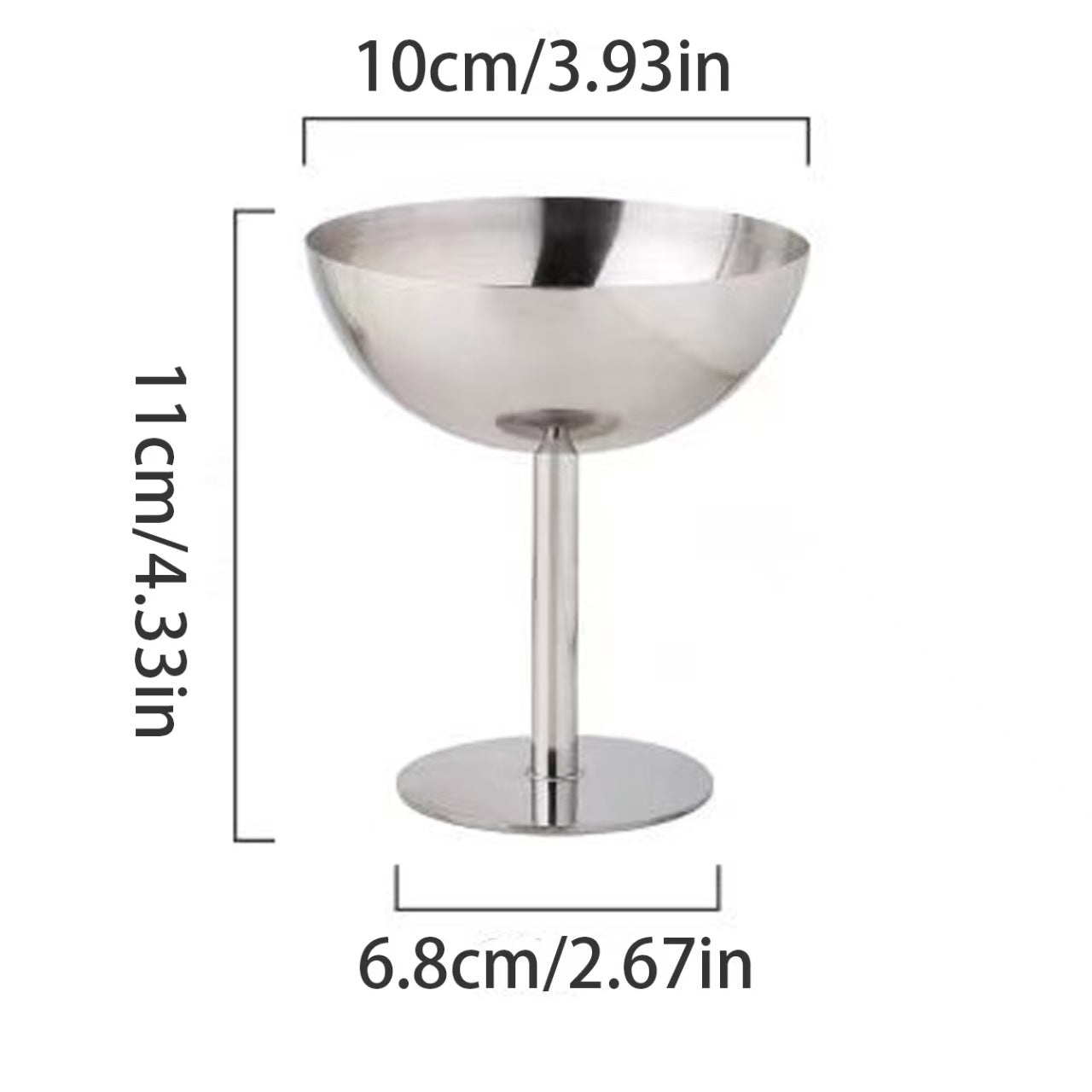 Stainless Steel Wide Mouth Stemmed Dessert Cup