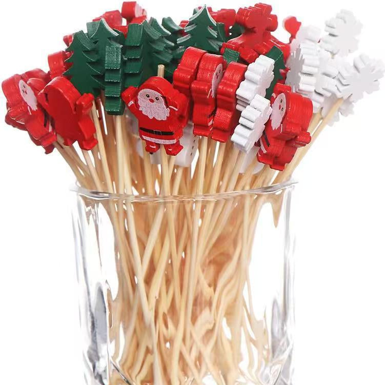 50pcs Bamboo Fruit Picks Decorative Party Toothpicks