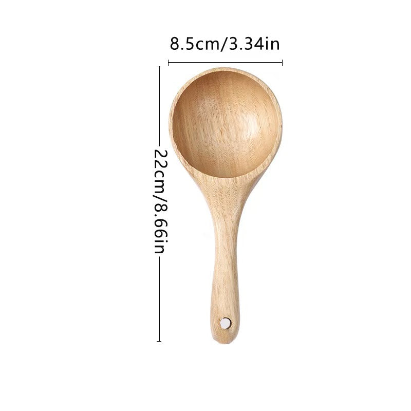 Large Wooden Soup Spoon Deep Bowl Serving Ladle