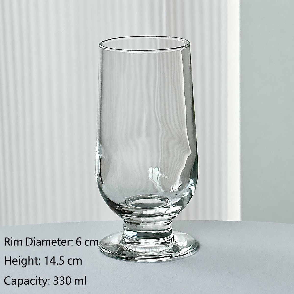 Vintage Footed Glass Tumbler – 300ml Elegant Drinking Cup