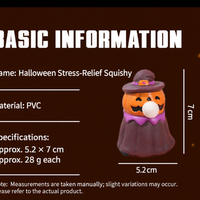 Halloween Stress Relief Squeeze Toy – Pumpkin, Frankenstein and Ghost Plastic Squishy Party Favor