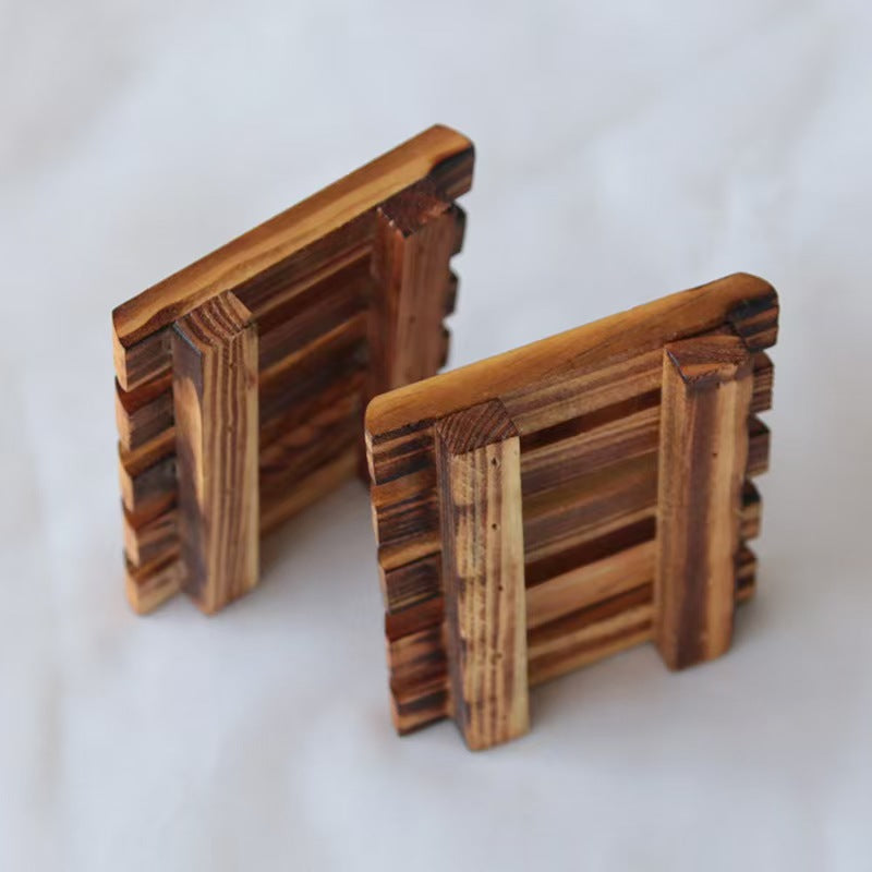 Carbonized Pine Wood Soap Dish Holder