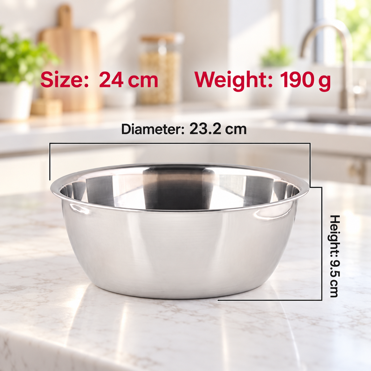 304 Stainless Steel Mixing Bowl Deep Round Kitchen Prep Basin